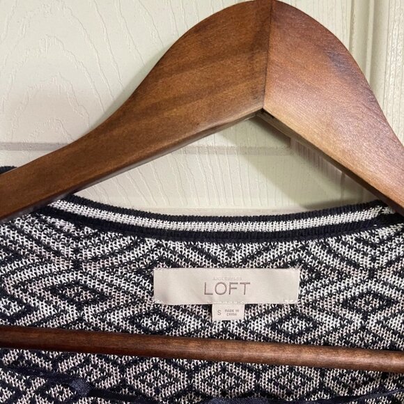 LOFT Womens Blue White Southwestern Print Open Front Cardigan Sweater Small - Picture 2 of 5